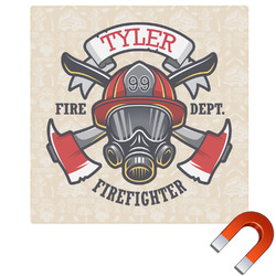 Firefighter Square Car Magnet - 10" (Personalized)