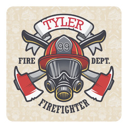 Firefighter Square Decal - XLarge (Personalized)