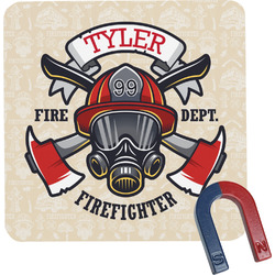 Firefighter Square Fridge Magnet (Personalized)