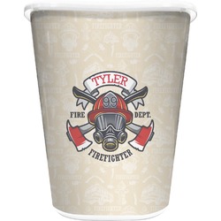 Firefighter Waste Basket - Single Sided (White) (Personalized)