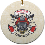 Firefighter Round Ceramic Ornament w/ Name or Text