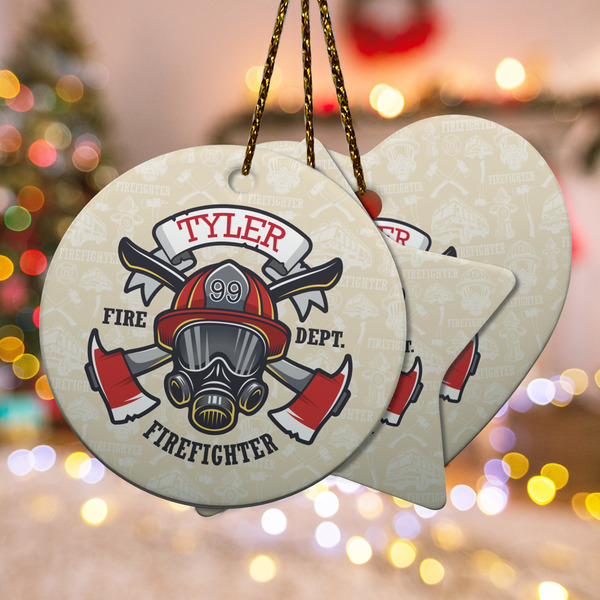 Custom Firefighter Ceramic Ornament w/ Name or Text