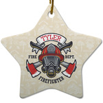 Firefighter Star Ceramic Ornament w/ Name or Text