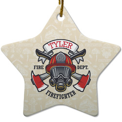 Firefighter Star Ceramic Ornament w/ Name or Text