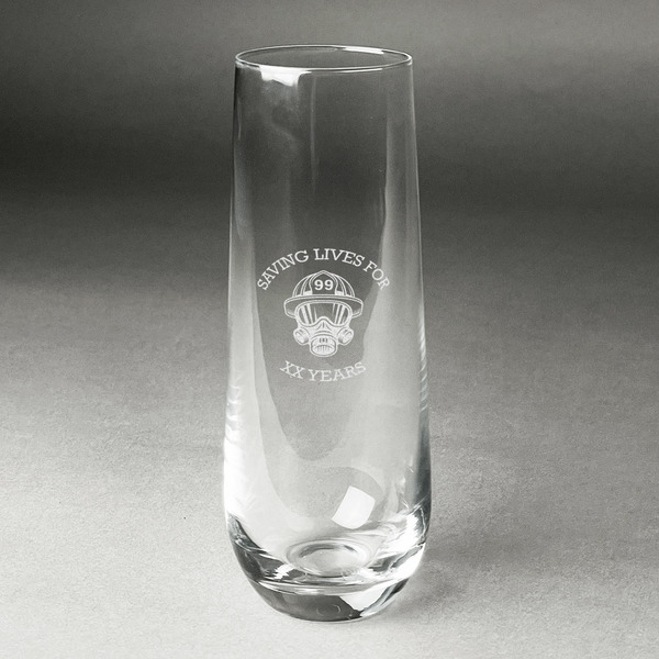 Custom Firefighter Champagne Flute - Stemless Engraved - Single (Personalized)