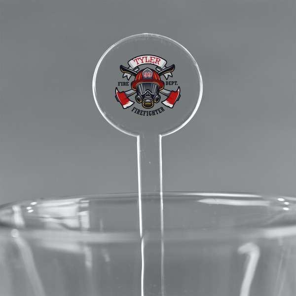 Custom Firefighter 7" Round Plastic Stir Sticks - Clear (Personalized)