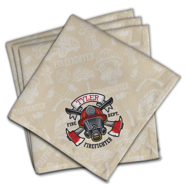 Custom Firefighter Cloth Napkins (Set of 4) (Personalized)