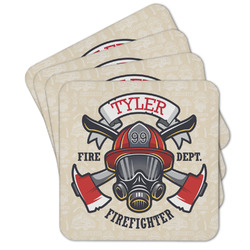 Firefighter Cork Coaster - Set of 4 w/ Name or Text