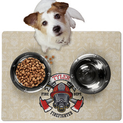 Firefighter Dog Food Mat - Medium w/ Name or Text