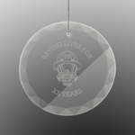 Firefighter Engraved Glass Ornament - Round (Personalized)