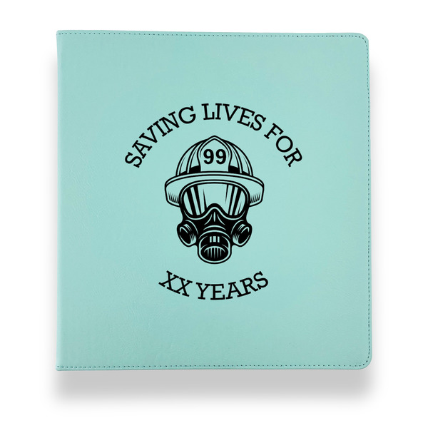 Custom Firefighter Leather Binder - 1" - Teal (Personalized)