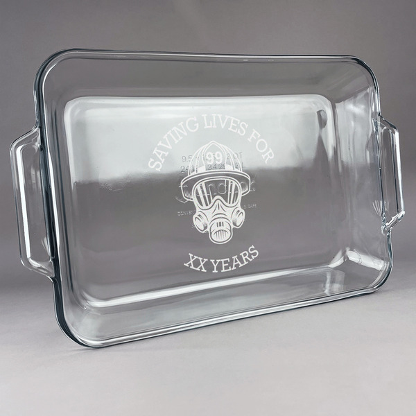 Custom Firefighter Glass Baking and Cake Dish (Personalized)