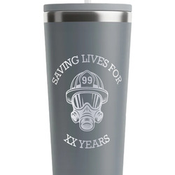 Firefighter RTIC Everyday Tumbler with Straw - 28oz - Grey - Double-Sided (Personalized)