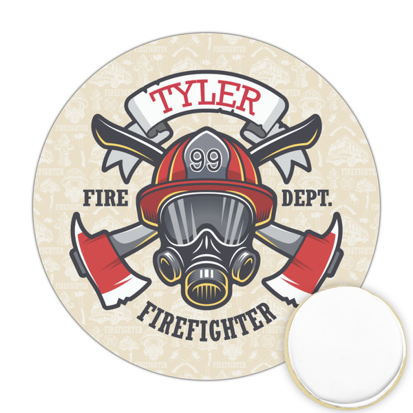 Custom Firefighter Printed Cookie Topper - Round (Personalized)