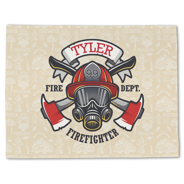 Custom Firefighter Single-Sided Linen Placemat - Single w/ Name or Text