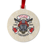 Firefighter Metal Ball Ornament - Double Sided w/ Name or Text