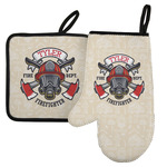 Firefighter Left Oven Mitt & Pot Holder Set w/ Name or Text