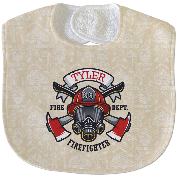 Custom Firefighter Velour Baby Bib w/ Name or Text