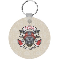 Firefighter Round Plastic Keychain (Personalized)