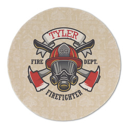 Firefighter Round Linen Placemat - Single Sided (Personalized)