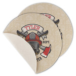 Firefighter Round Linen Placemat - Single Sided - Set of 4 (Personalized)