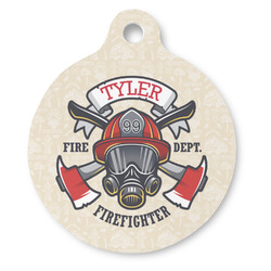 Firefighter Round Pet ID Tag - Large (Personalized)