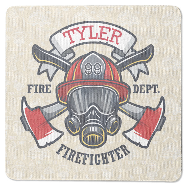 Custom Firefighter Square Rubber Backed Coaster (Personalized)