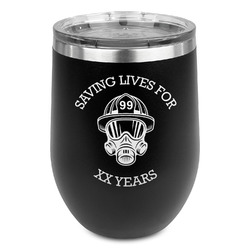Firefighter Stemless Stainless Steel Wine Tumbler - Black - Single Sided (Personalized)