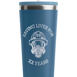 Firefighter RTIC Everyday Tumbler with Straw - 28oz - Steel Blue - Double-Sided (Personalized)