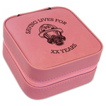 Firefighter Travel Jewelry Boxes - Pink Leather (Personalized)