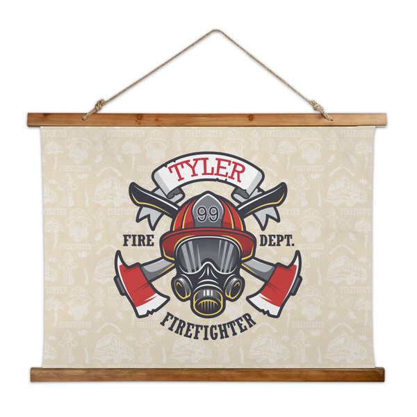 Custom Firefighter Wall Hanging Tapestry - Wide (Personalized)