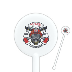 Firefighter 5.5" Round Plastic Stir Sticks - White - Double Sided (Personalized)