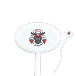 Firefighter 7" Oval Plastic Stir Sticks - White - Single Sided (Personalized)