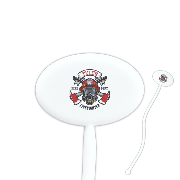 Custom Firefighter 7" Oval Plastic Stir Sticks - White - Single Sided (Personalized)