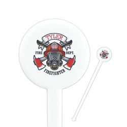 Firefighter 7" Round Plastic Stir Sticks - White - Double Sided (Personalized)