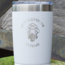 Firefighter 20 oz Stainless Steel Tumbler - White - Double Sided (Personalized)
