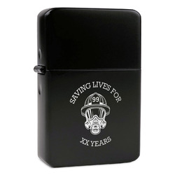 Firefighter Windproof Lighter - Black - Single Sided (Personalized)