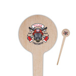 Firefighter 4" Round Wooden Food Picks - Single Sided (Personalized)