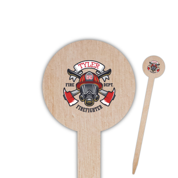 Custom Firefighter 6" Round Wooden Food Picks - Double Sided (Personalized)