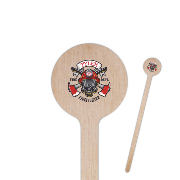 Custom Firefighter 7.5" Round Wooden Stir Sticks - Double Sided (Personalized)