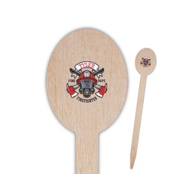 Firefighter Oval Wooden Food Picks - Double Sided (Personalized)