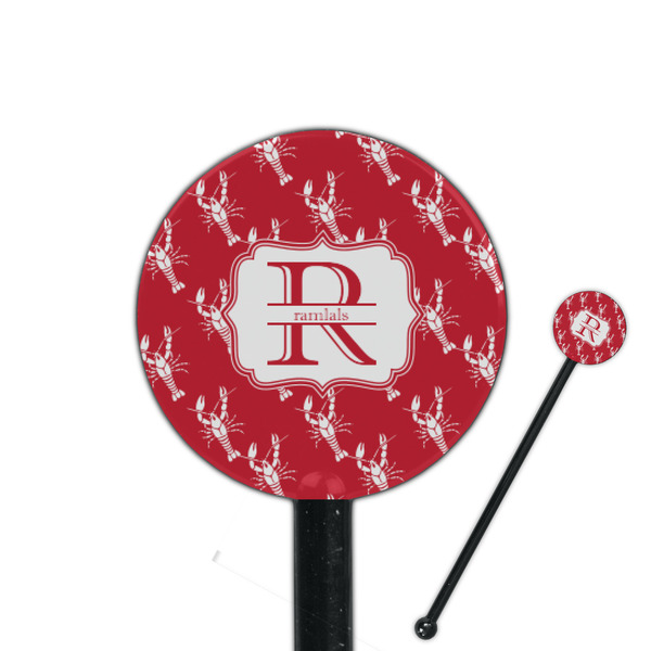 Custom Crawfish 5.5" Round Plastic Stir Sticks - Black - Double Sided (Personalized)