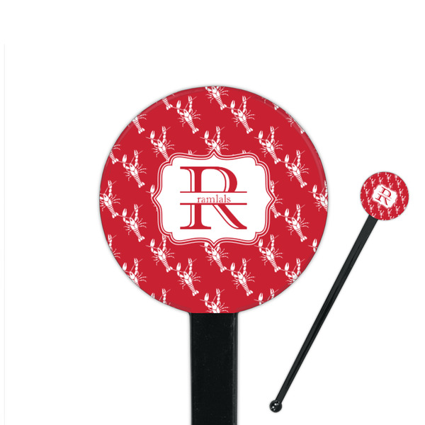 Custom Crawfish 7" Round Plastic Stir Sticks - Black - Double Sided (Personalized)