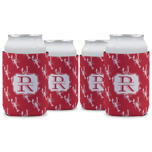 Custom Crawfish Can Cooler (12 oz) - Set of 4 w/ Name and Initial