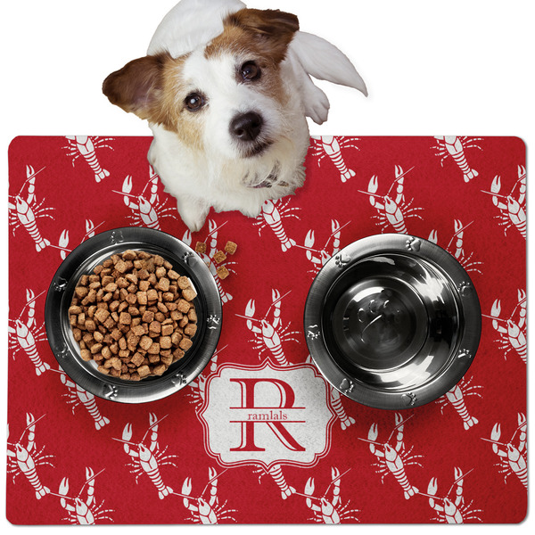 Custom Crawfish Dog Food Mat - Medium w/ Name and Initial