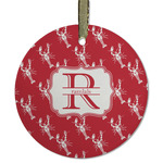 Crawfish Flat Glass Ornament - Round w/ Name and Initial