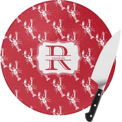 Crawfish Round Glass Cutting Board - Medium (Personalized)