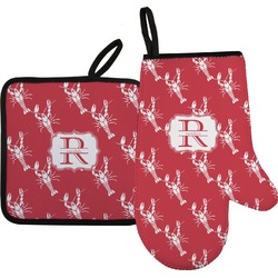 Crawfish Right Oven Mitt & Pot Holder Set w/ Name and Initial