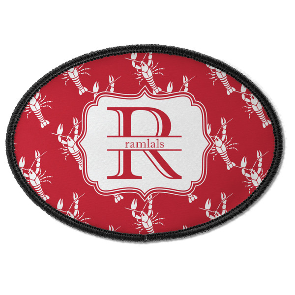 Custom Crawfish Iron On Oval Patch w/ Name and Initial