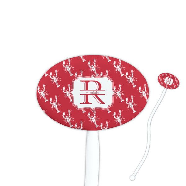 Custom Crawfish 7" Oval Plastic Stir Sticks - White - Single Sided (Personalized)